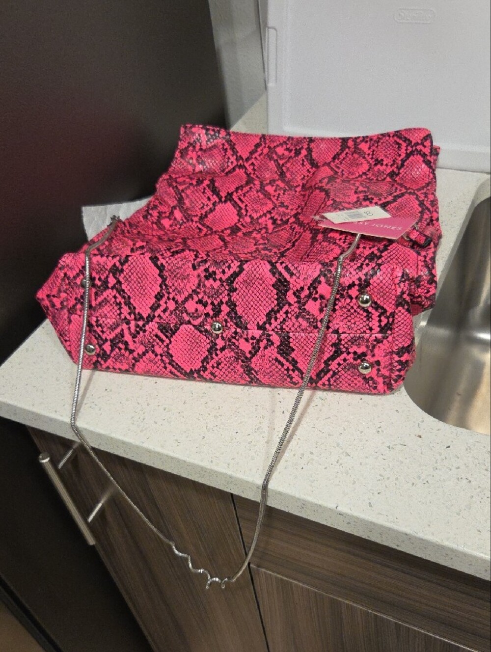 Sassy Jones Hot Pink & Black Snakeskin Crossbody Bag - Picture 7 of 10
